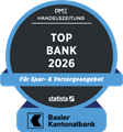 Die Basler Kantonalbank wurde in der Umfrage durch die SonntagsZeitung zur Nordwestschweizer «Top Bank 2026» für Privatkunden gekürt.